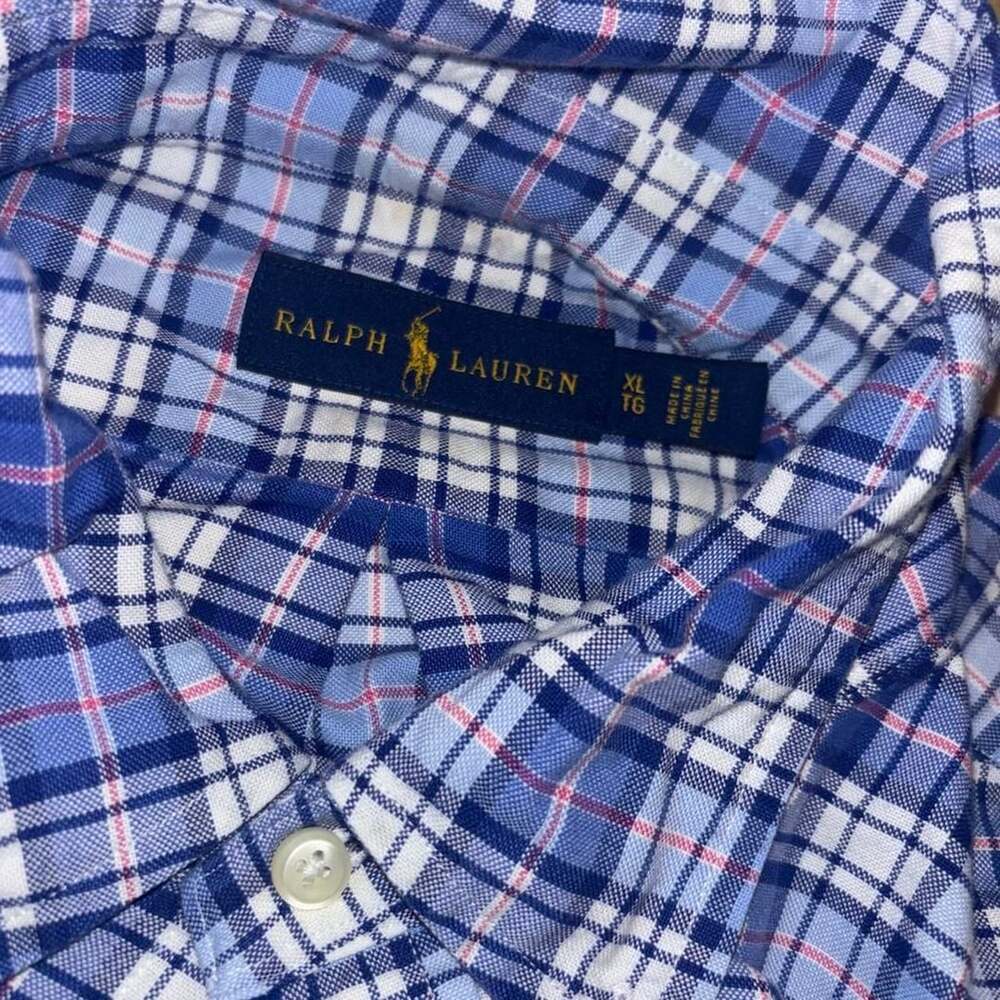 Ralph Lauren Plaid Button-Up Shirt XL Blue White Red Long Sleeve